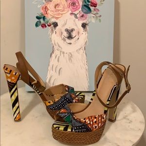 Tribal print heeled Sandals